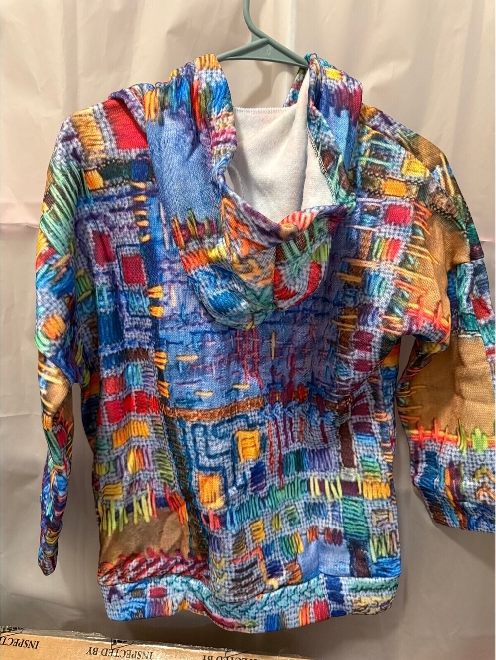 Colorful Abstract Pattern Hoodie with Button Front- Rave Hoodie - Picture 2 of 2